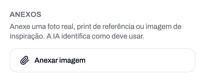 Área de Anexos do Estúdio IA, com o botão Anexar imagem